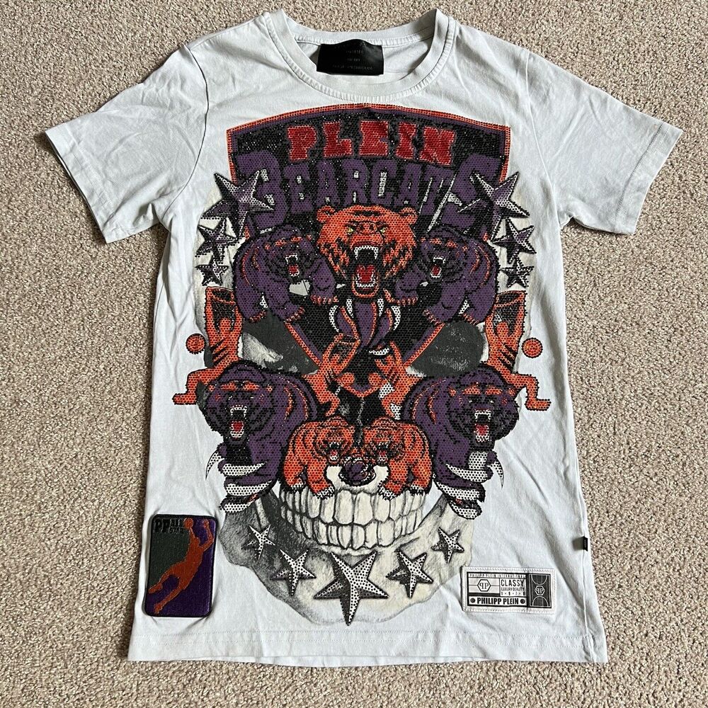 Philipp Plein Originals Homme Rhinestones Jeweled Bearcats T Shirt Men’s S
